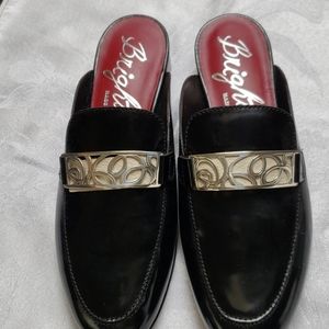 Brighton Black Leather Mules